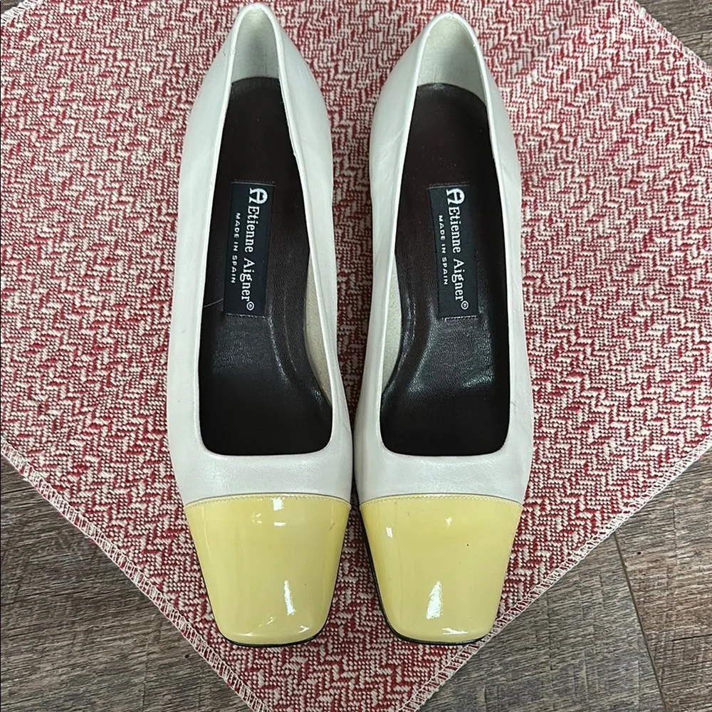 Etienne Aigner Women's Cream and Yellow Pumps - Picture 1 of 15